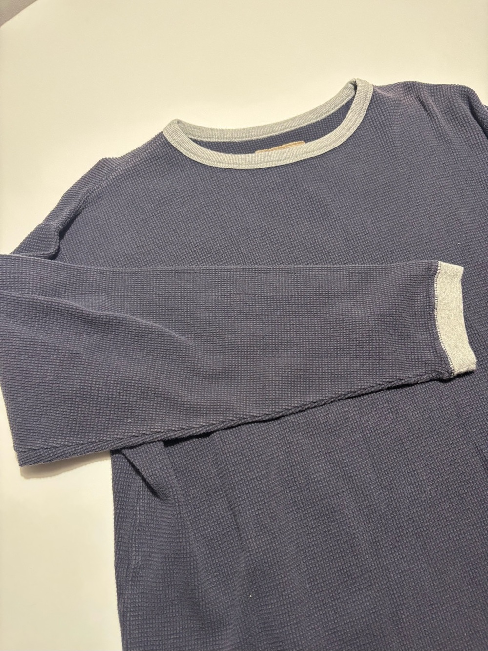Sonoma Navy Blue & Grey Cotton Waffle Knit Long Sleeve Shirt